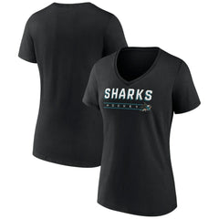 San Jose Sharks Women's Primary Play V-Neck T-Shirt - Black | NHL sale