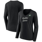 Dallas Stars Women's Forge Long Sleeve V-Neck T-Shirt - Black | NHL Clearance