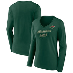 Minnesota Wild Women's Forge Long Sleeve V-Neck T-Shirt - Green | NHL on sale