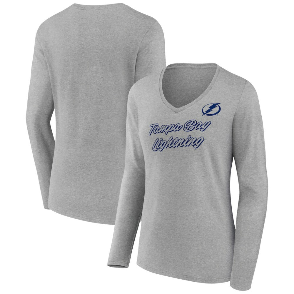 Tampa Bay Lightning Women's Forge Long Sleeve V-Neck T-Shirt - Heathered Gray | NHL near me