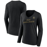 Vegas Golden Knights Women's Forge Long Sleeve V-Neck T-Shirt - Black | NHL Clearance