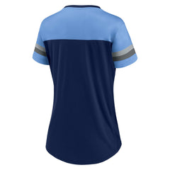 Tennessee Titans Women's Blitz & Glam Lace-Up V-Neck Jersey T-Shirt - Navy/Light Blue - Fanatics
