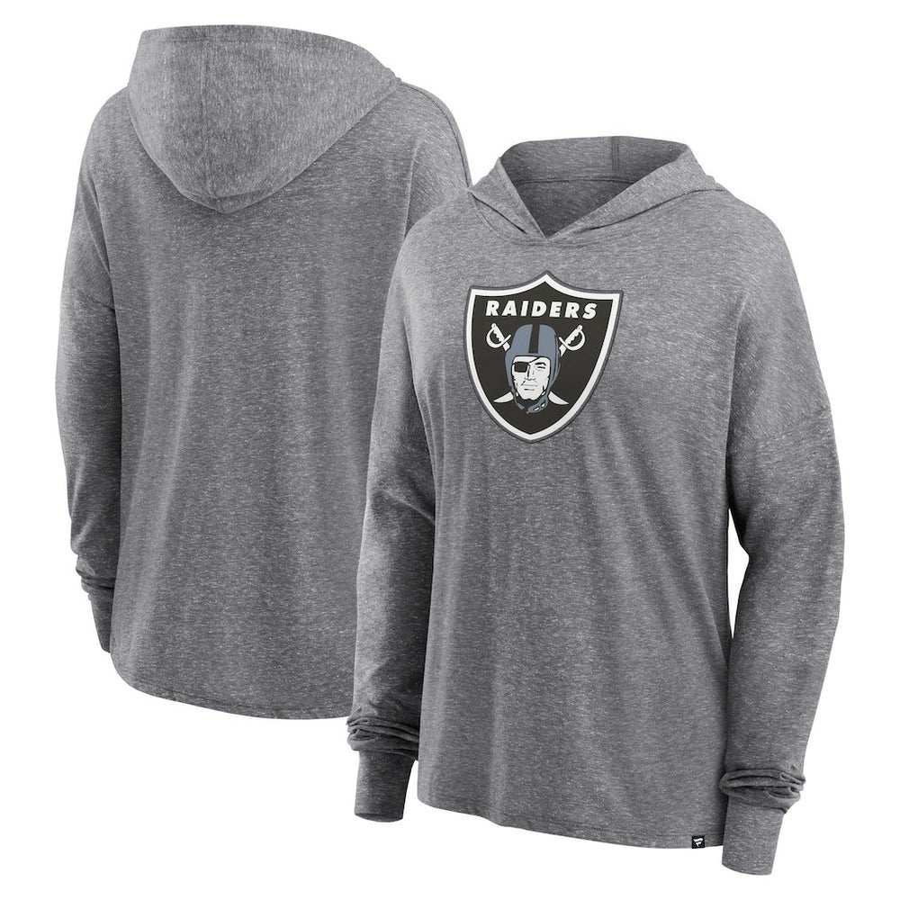Las Vegas Raiders Women's Cozy Primary Pullover Hoodie - Heather Gray - Fanatics