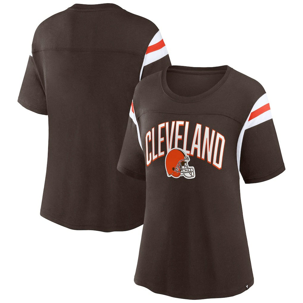 Cleveland Browns Women's Earned Stripes T-Shirt - Brown - Fanatics