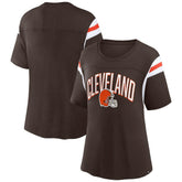 Cleveland Browns Women's Earned Stripes T-Shirt - Brown - Fanatics