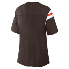 Cleveland Browns Women's Earned Stripes T-Shirt - Brown - Fanatics