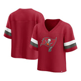 Tampa Bay Buccaneers Women's Established Jersey Cropped V-Neck T-Shirt - Red - Fanatics