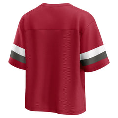 Tampa Bay Buccaneers Women's Established Jersey Cropped V-Neck T-Shirt - Red - Fanatics