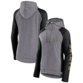 New Orleans Saints Women's Blind Side Lightweight Full-Zip Hoodie - Heather Gray/College Black - Fanatics