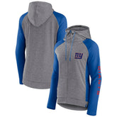New York Giants Women's Blind Side Lightweight Full-Zip Hoodie - Heather Gray/College Royal - Fanatics