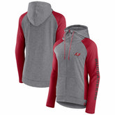 Tampa Bay Buccaneers Women's Blind Side Lightweight Full-Zip Hoodie - Heather Gray/College Red - Fanatics