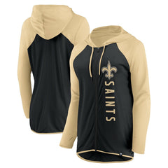 New Orleans Saints Women's Forever Fan Full-Zip Hoodie - Black/Gold - Fanatics