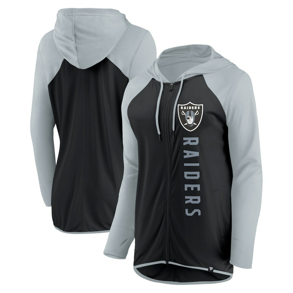 Las Vegas Raiders Women's Forever Fan Full-Zip Hoodie - Black/Silver - Fanatics