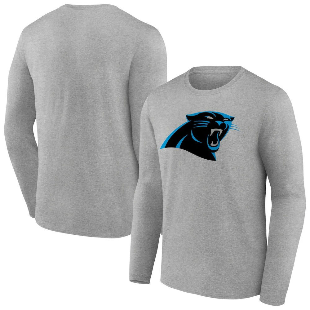 Carolina Panthers Primary Team Logo Long Sleeve T-Shirt - Heather Gray - NFL