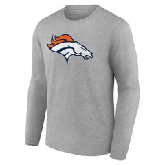Denver Broncos Primary Team Logo Long Sleeve T-Shirt - Heather Gray - NFL