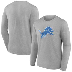 Detroit Lions Primary Team Logo Long Sleeve T-Shirt - Heather Gray - NFL