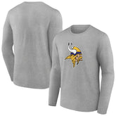 Minnesota Vikings Primary Team Logo Long Sleeve T-Shirt - Heather Gray - NFL