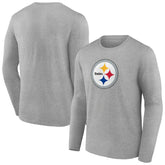 Pittsburgh Steelers Primary Team Logo Long Sleeve T-Shirt - Heather Gray - NFL
