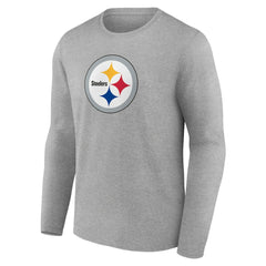 Pittsburgh Steelers Primary Team Logo Long Sleeve T-Shirt - Heather Gray - NFL