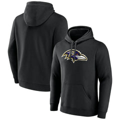 Baltimore Ravens Primary Team Logo Fitted Pullover Hoodie - Black - NFL