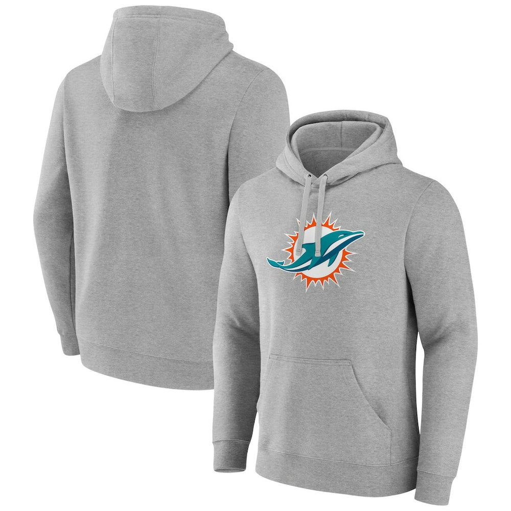 Miami Dolphins Primary Team Logo Fitted Pullover Hoodie - Heather Gray - NFL