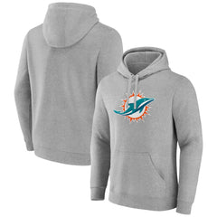 Miami Dolphins Primary Team Logo Fitted Pullover Hoodie - Heather Gray - NFL