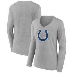 Indianapolis Colts Women's Primary Team Logo Long Sleeve V-Neck T-Shirt - Heather Gray - NFL