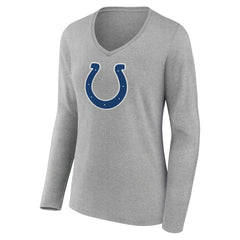 Indianapolis Colts Women's Primary Team Logo Long Sleeve V-Neck T-Shirt - Heather Gray - NFL