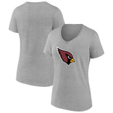 Arizona Cardinals Women's Primary Logo V-Neck T-Shirt - Heather Gray - NFL