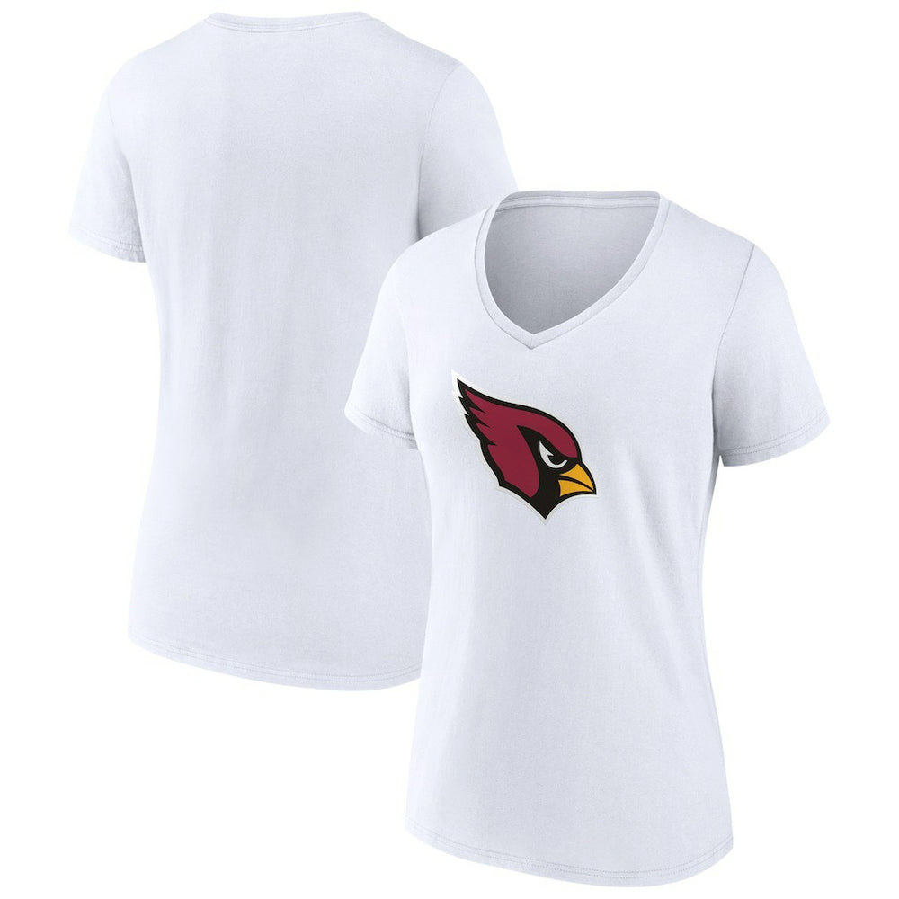 Arizona Cardinals Women's Primary Logo V-Neck T-Shirt - White - NFL