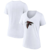 Atlanta Falcons Women's Primary Team Logo V-Neck T-Shirt - White - NFL