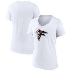 Atlanta Falcons Women's Primary Team Logo V-Neck T-Shirt - White - NFL