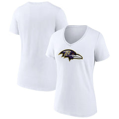 Baltimore Ravens Women's Primary Team Logo V-Neck T-Shirt - White - NFL