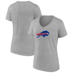 Buffalo Bills Women's Primary Team Logo V-Neck T-Shirt - Heather Gray - NFL