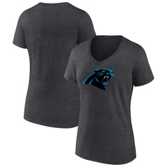 Carolina Panthers Women's Primary Team Logo V-Neck T-Shirt - Charcoal - NFL