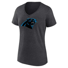 Carolina Panthers Women's Primary Team Logo V-Neck T-Shirt - Charcoal - NFL