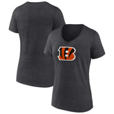 Cincinnati Bengals Women's Primary Team Logo V-Neck T-Shirt - Charcoal - NFL