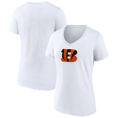Cincinnati Bengals Women's Primary Team Logo V-Neck T-Shirt - White - NFL