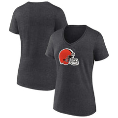 Cleveland Browns Women's Primary Team Logo V-Neck T-Shirt - Charcoal - NFL