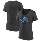 Detroit Lions Women's Primary Team Logo V-Neck T-Shirt - Charcoal - NFL