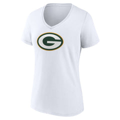 Green Bay Packers Women's Primary Team Logo V-Neck T-Shirt - White - NFL