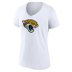 Jacksonville Jaguars Women's Primary Team Logo V-Neck T-Shirt - White - NFL