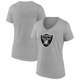 Las Vegas Raiders Women's Primary Team Logo V-Neck T-Shirt - Heather Gray - NFL