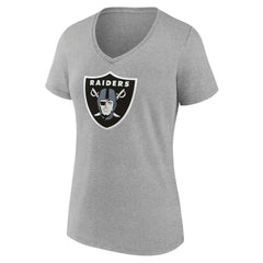Las Vegas Raiders Women's Primary Team Logo V-Neck T-Shirt - Heather Gray - NFL