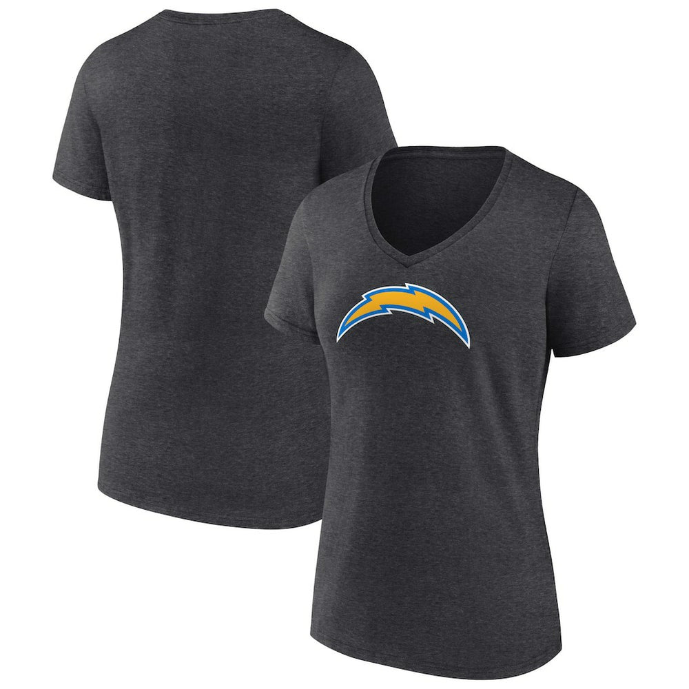 Los Angeles Chargers Women's Primary Team Logo V-Neck T-Shirt - Charcoal - NFL
