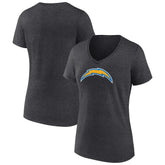 Los Angeles Chargers Women's Primary Team Logo V-Neck T-Shirt - Charcoal - NFL