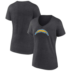 Los Angeles Chargers Women's Primary Team Logo V-Neck T-Shirt - Charcoal - NFL