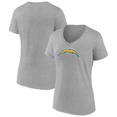 Los Angeles Chargers Women's Primary Team Logo V-Neck T-Shirt - Heather Gray - NFL