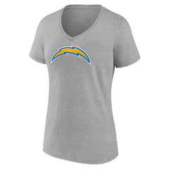 Los Angeles Chargers Women's Primary Team Logo V-Neck T-Shirt - Heather Gray - NFL