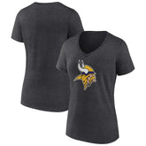 Minnesota Vikings Women's Primary Team Logo V-Neck T-Shirt - Charcoal - NFL